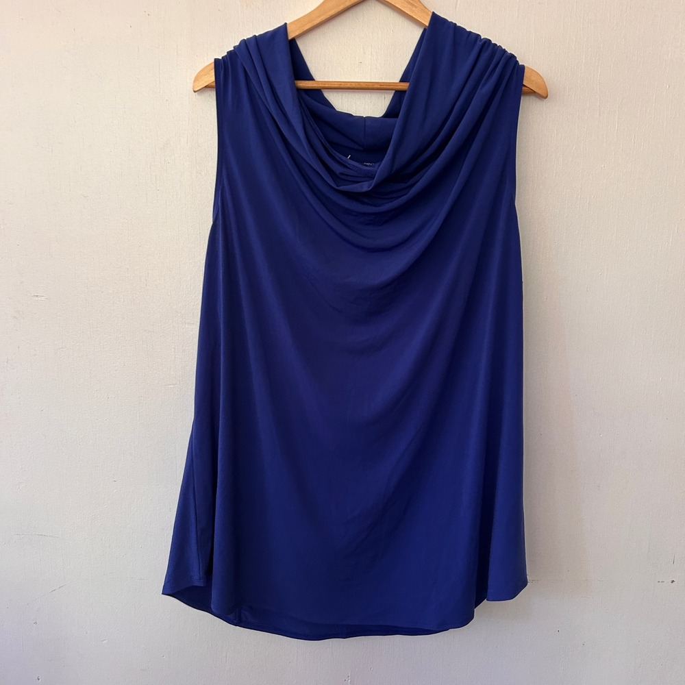 Lane Bryant Sleeveless Blouse Womens Size 22/24 Blue Draped Neck Casual Top